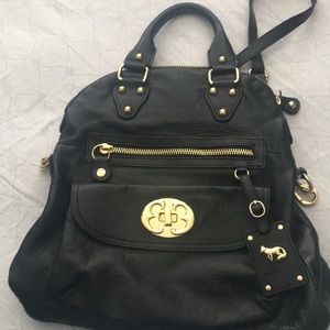 Black Leather Emma Fox Shoulder Bag